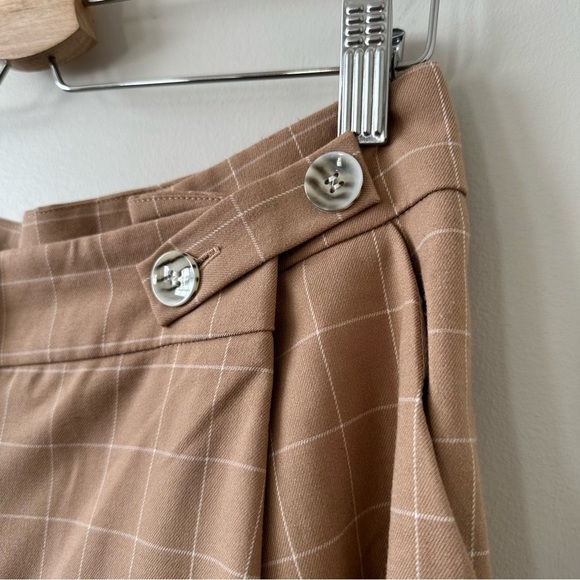 Topshop-plaid Cream & White High Rise Rolled Hem Trouser (Size:8) - Picture 6 of 11